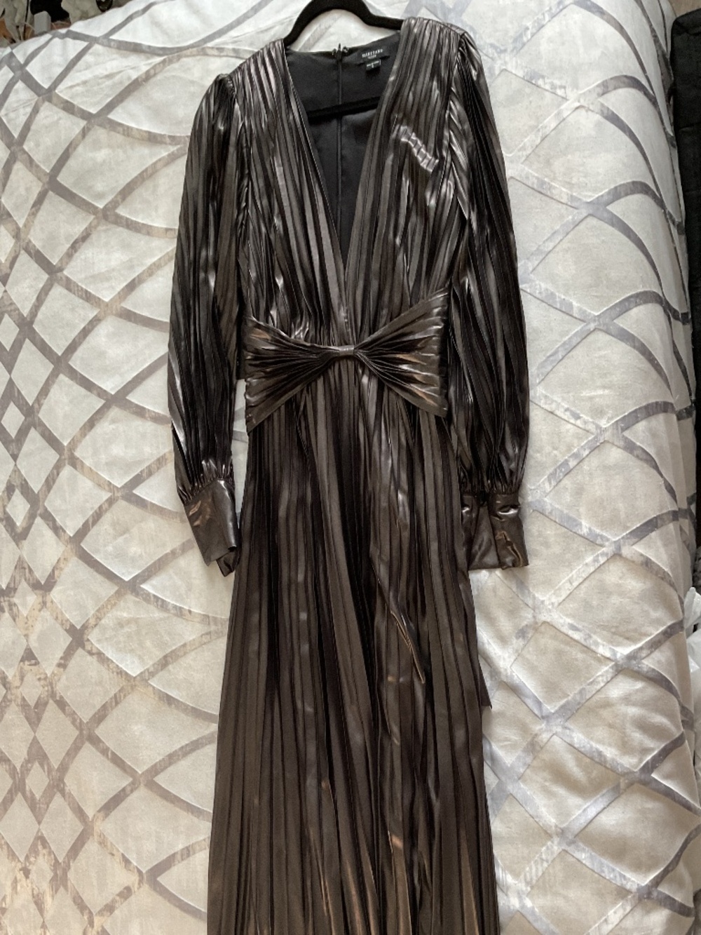 Marciano ‘Bella’ Metallic pleated maxi dress